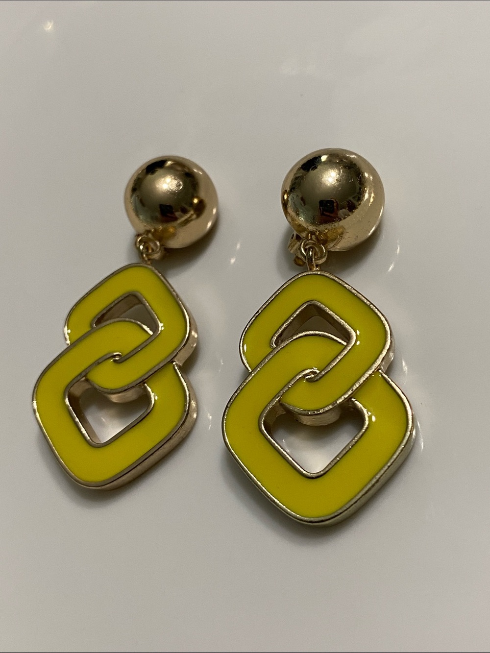 Liz Claiborne Gold-Tone Earrings with Yellow Enamel Link Drops